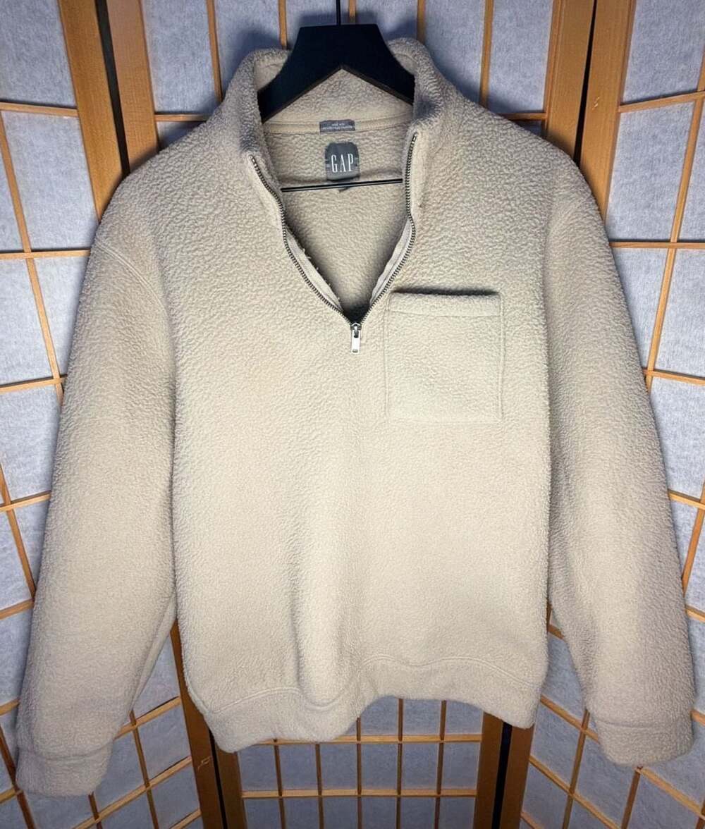 Gap Sherpa Fleece Half-Zip Pullover Size S Beige Recycled Polyester
